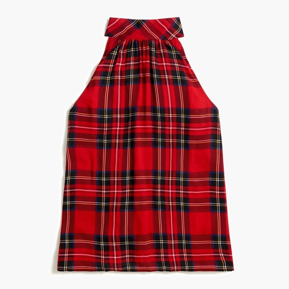 NWT! J Crew Tartan Tie-Neck Red Plaid Tank Top (Size 4) - Picture 2 of 6
